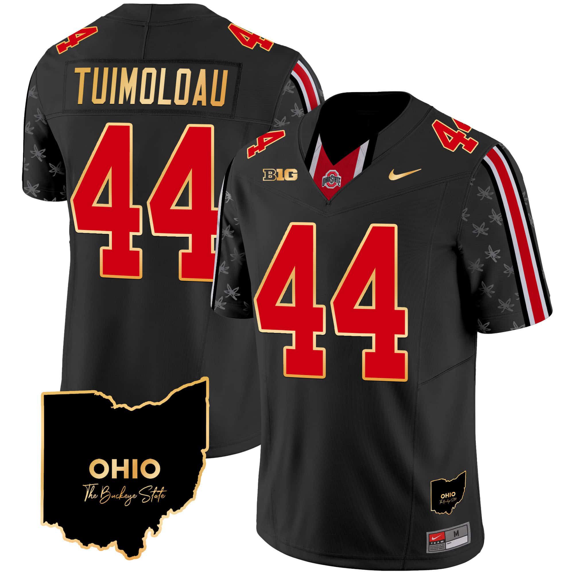 Men Ohio State Buckeyes #44 Tuimoloau Black 2024 Nike Home Patch Gold Trim Vapor Limited NCAA Jersey->customized nfl jersey->Custom Jersey